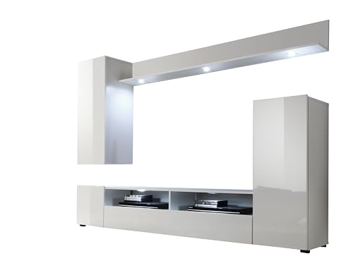 trendteam smart living 1396-945-01 Ensemble Meuble TV Design Dos Blanc Ultrabrillant LxHxP 208 x 165 x 33 cm