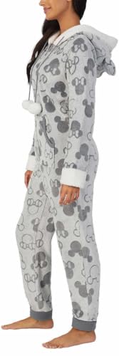 Disney Womens Midweight Onesie One Piece Pajama (US, Alpha, X-Large, Regular, Regular, Mickey & Minnie Gray)3