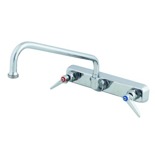 Robinet plonge mural professionnel avec bec pivotant 8 pouces et commandes à levier - 2