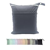 ［パノス］ 防水ポーチ 水着入れ 保育園 大きめ 大容量 防水 2ポケット仕様 / おむつポーチ 30×36cm ダークグレー