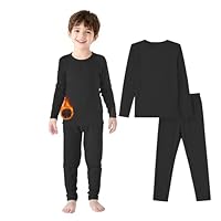 Zando Kids Black Thermal Base Layer Set 2-3 Years, Kids Thermal Long Sleeve Top & Tights Leggings Set, Black, 2-3 Years