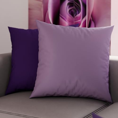 PETTI Artigiani Italiani - 1 Paar Kissenbezüge 35 x 35 cm aus Mikrofaser, Dekokissen für Schlafzimmer, Sofa, Set mit 2 Kissenbezügen, doppelseitiger Kissenbezug lila und violett