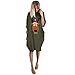 Produktbild IZHH Damen Weihnachtskleid Rundhal Large Size Minikleid mit Taschen Weihnachten Elk Cartoon Kostüme Tunika Kleid Freizeit Partykleid Frauen Geschenk(Grün 03,3XL)