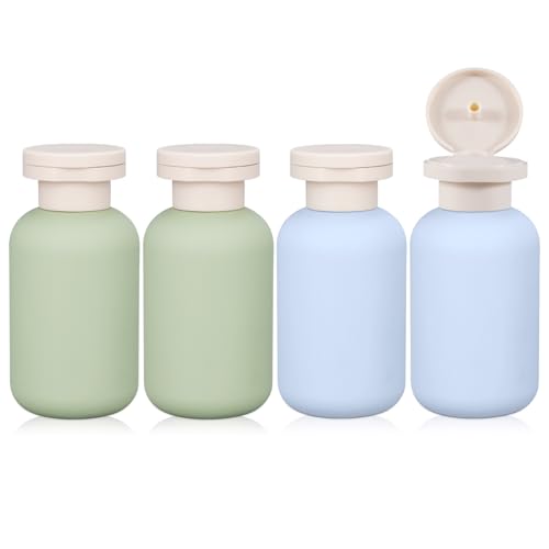 ASEVAT 3.4 oz/4 Pack Travel Bottles for Toiletries, Small Travel Shampoo and Conditioner Bottles, Refillable Containers Leak Proof, Plastic Squeeze Bottles with Flip Cap, green+blue