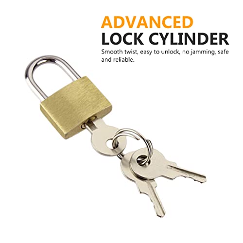 Image of HASTHIP Mini Padlock, Solid Brass, 3 Keys for Suitcase, Locker, Gold