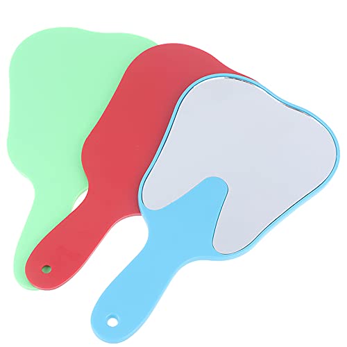 Teptoarch 5Pcs Us Dental Mouth Mirror Tooth Shaped Plastic Handle Hand Mirror For Examination Tooth Oral Care Tool #TOP5