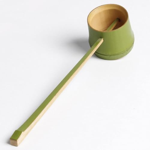 レトロ和風竹製長柄ひしゃく 抹茶道用茶道具 多用途 水汲み・酒分け・花水やり対応 茶会用茶碗アクセサリー (I)