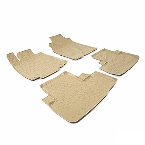 Alfombrillas de coche OMAC compatibles con Honda CR-V 2012 - 2017, ajuste 3D, para todas las condiciones meteorológicas, borde alto, alfombrillas de goma antideslizantes, color beige Cover