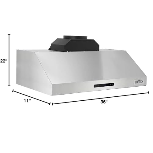 KOSTCH 36 inch Professional Wall-Mounted Range Hoods in Stainless Steel with 1000 CFM & LED lights - KOS-36RH06H