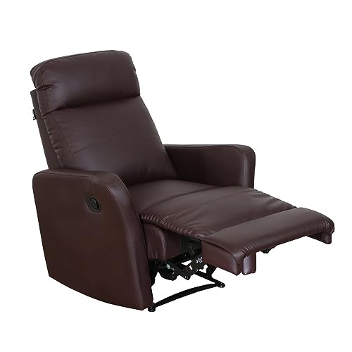 Image of Recliners India - Sleek Single Seater Recliner Sofa | 3 Modes of Comfort | Manual Recliner Chair | Cushion Armrest | Living Room Recliner Sofa | 1-Year Manufacturer Warranty | Colour- Brown