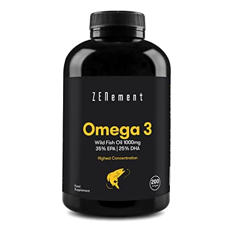 Omega-3 Highest Strength, Wild Fish Oil 2000mg (2 softgels) | 700mg EPA, 500mg DHA | + Vitamin E, 200 Softgels | 100% Natural Ingredients, Preservative-Free, Gluten-Free, Non-GMO, GMP | Zenement Cover