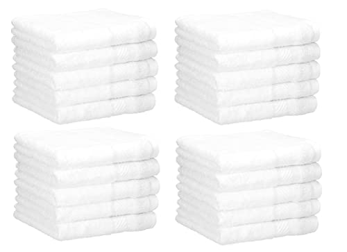 Betz Lot de 20 Serviettes débarbouillettes lavettes NEAPEL Taille: 30x30 cm Couleur Blanc