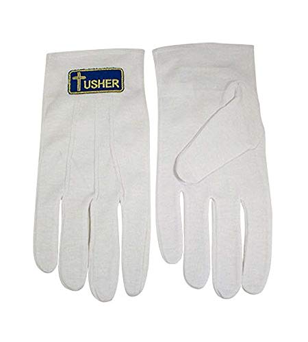 Sterling Gifts Usher Sanctuary Gloves With Cross White SM to XXLarge (Large)