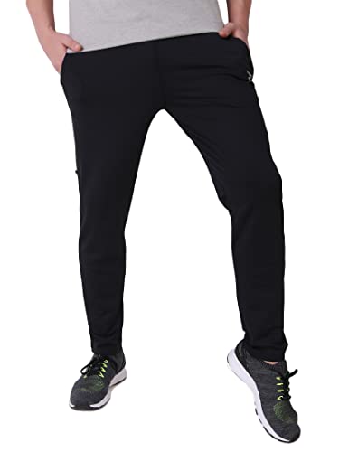 FITINC Lycra Slim Fit Lower for Men with Zipper Pockets | Stretchable Sweatpants for Men | Dry Fit Casual & Gym Track Pant