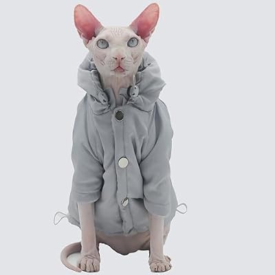 Winter Warm Thickness Windproof Cat Jacket Cat Clothes for Sphynx Cats, Devon Rex Cats, Cornish Cats, Small Cats and Dogs (Small)