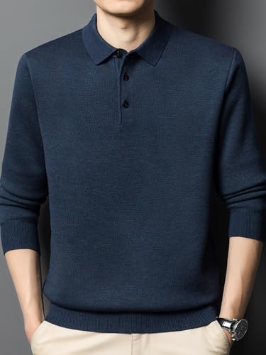Winter Middle-Aged Men's Collar Sweater,Thick Thickened Warm Knitted Sweater3