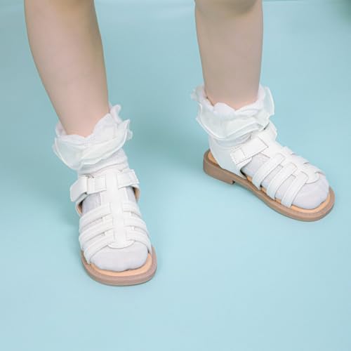 Toddler Girls Sandals Open Toe Princess Summer Flats Flower Girl Dress Shoes for School Beach Party2