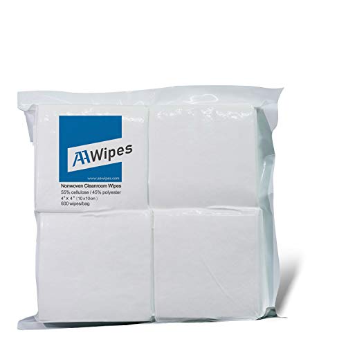 Image of AAwipes Cleanroom Wipes Lint Free Wipes 4 inch x 4 inch Cellulose /Polyester Blend (4 inch x 4 inch-600 Pcs) Nonwoven Wipers (NW06804)