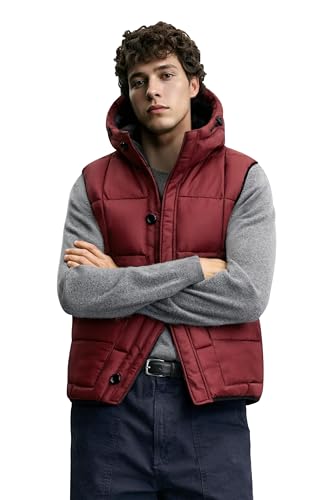 Image of MADHERO Men's Puffer Vest with Hood Water-Resistant Puffy Vests Outerwear Sleeveless Jacket