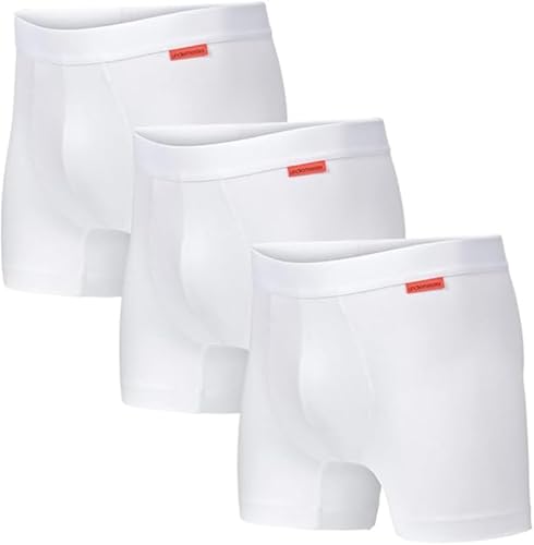 Undiemeister 3er Herren Boxershorts aus Baumwolle/Mellowood - Premium Unterhosen für Männer - Atmungsaktive Boxershorts für optimalen Komfort - Chalk White - Größe XXXL