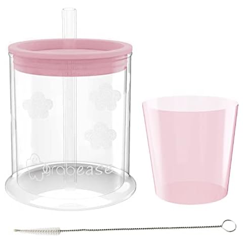 Grabease Convertible Training Cups for Babies - BPA-Free Cups Support Drinking for Babies Aged 6 Months+ to Toddler - Sippy Cup with Straw, Lid, Straw-Cleaning Brush, and Extra Mini Cup, (Blush) Cover