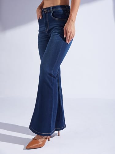 Image of Miss Chase Women's Wide-Leg High-Rise Regular-Length Stretchable Shaping Denim Jeans