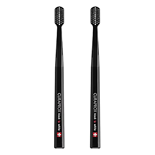 Curaprox Toothbrush Duo – for Adults | Stylish Black toothbrushes with Ultra-Soft filaments | Whitening-Friendly | Black | 2-Pack