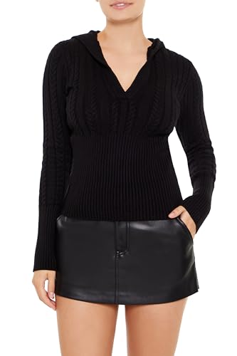 Forever 21 Women's Hooded Cable Knit Sweater