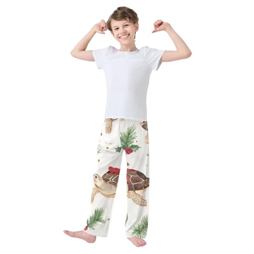 Turtle Pine Branches Boys Long Pants Soft Trousers Elastic Waist Kids Lounge Bottoms with Pockets S-XL3