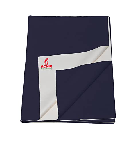 ACHIR Waterproof Cotton Dry Sheet/Bed Protector/Absorbent Mat Small, 50 cm x 70 cm, Dark Blue