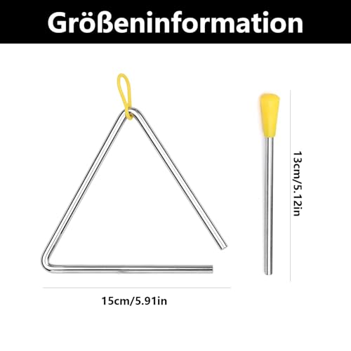 Triangel Musikinstrument, Triangle, Triangel Percussion, Triangel Instrumenten Set für Erwachsene, Kinder, Kleinkinder - Kinderspielzeugset