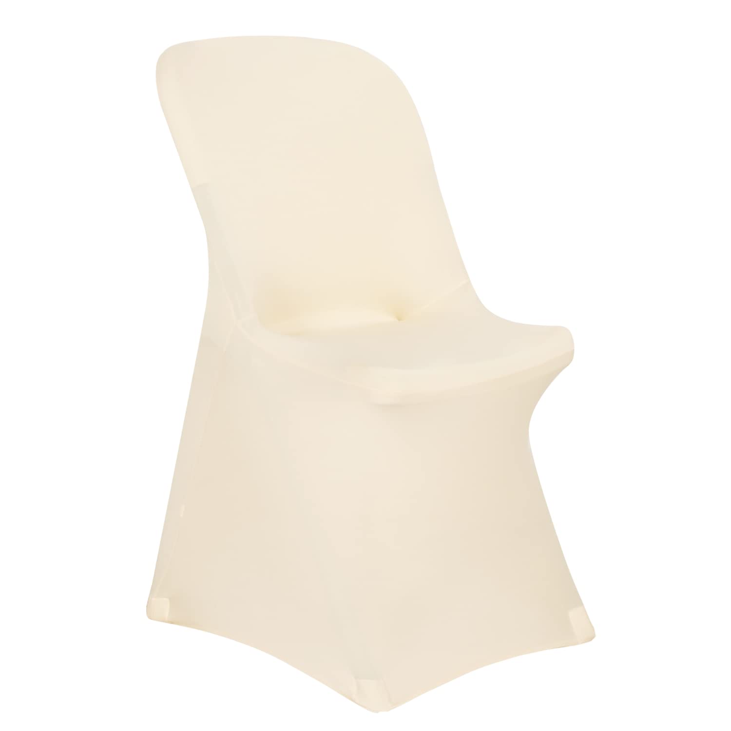Obstal 20Pcs Stretch Spandex Chair Covers for Party Folding Chair - Universal Fitted Chair Slipcovers Protector for Wedding, Banquet, Holiday, Celebration (Beige, 20 Packs)