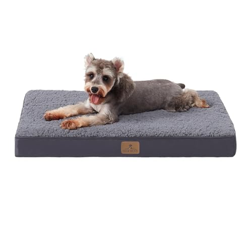 Bedfolks Orthopedic Dog Bed for Medium Dogs - Egg Foam Dog Crate Bed with Removable Waterproof...
