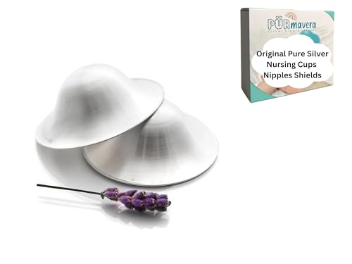 Image of Silver Nursing Cups Nipple Cover Nipple Soother for Newborn Breastfeeding Moms, The Original 925 Silver Nursing Cups