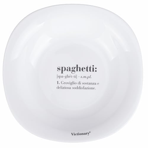 Lot de 6 assiettes creuses carrées 23 x 23 cm en verre opale, Victionary Spaghetti