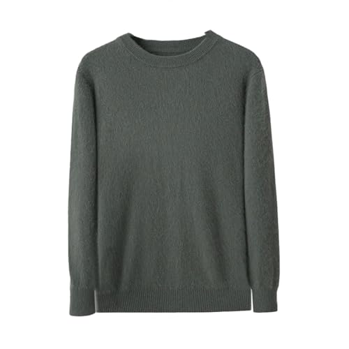 Men Mink Cashmere Sweater Loose Solid Pullover Long Sleeve Thick Round Neck Knitted Bottoming