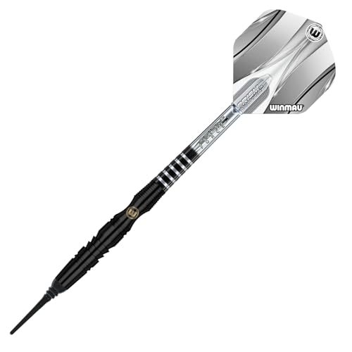Winmau Sniper Black 24 Gram Professional Tungsten Darts Set with Flights and Stems (Shafts)