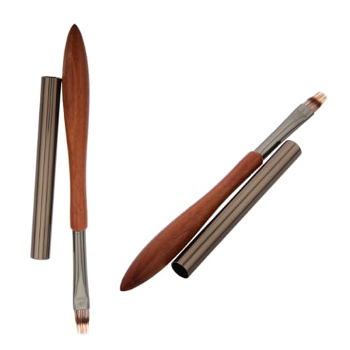 NOLITOY Multifunctional Nail Brush Set 2 Pcs Wood Handle Nail Paint Brush for Gel Manicure Art