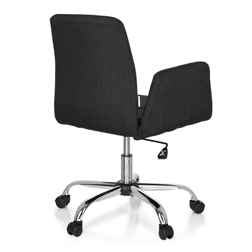 hjh OFFICE 723032 Living Stuhl Flow Stoff Schwarz Bürostuhl Drehsessel gepolstert mit Rollen & Wippfunktion, höhenverstellbar