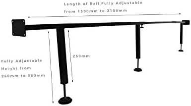 Universal Bed Centre Support Rail Fully Adjustable 3 Integrated Feet