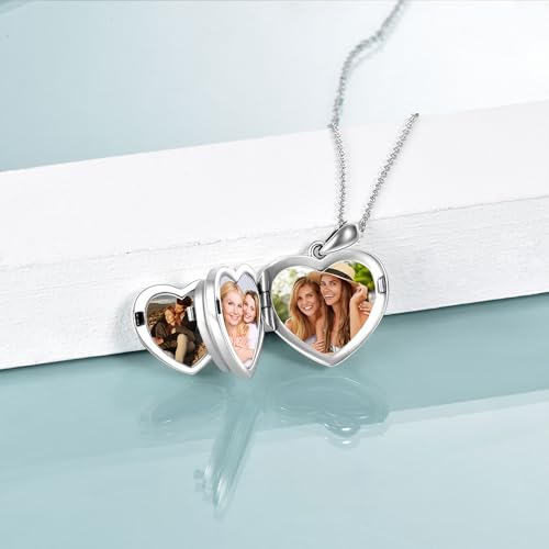 ONEFINITY Locket Necklace Sterling Sliver I Love You to The Moon and Back Locket Pendant Butterfly/Sunflower/Lotus/4 Photo Locket/Tree of life/Giraffe Gift for Women Men2