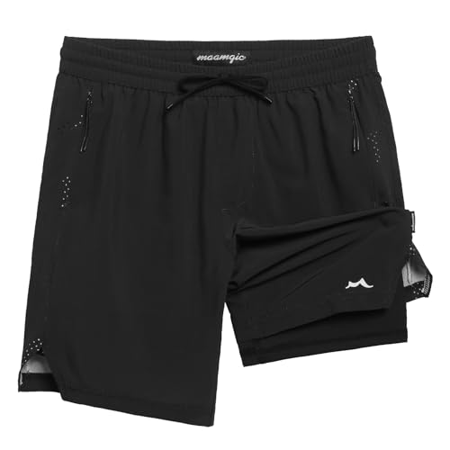 maamgic Boys Athletic Shorts with Liner Teens Youth 2 in 1 Active Running Shorts
