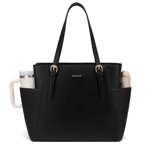 LOVEVOOK Borsa Donna Grande, Tote PU Pelle, Porta PC 15,6 Pollici, Tasca Esterna per Bottiglia,...