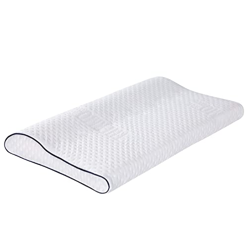 Sei Design VISCO-Kissen Kinder-Kopfkissen Curved | orthopädisches Nackenstützkissen | Thermoregulierender Bezug | Viscoelastischer Memory-Schaum | Nackenkissen | Memory Foam 50x32x6/4 Cover