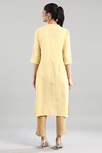 Image of Aurelia Women Cotton Blend Regular Fit Yarn-Dyed Kurta
