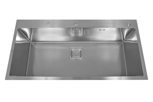 Image of CROCODILE 304 GRADE SINGLE BOWL STAINLESS STEEL HANDMADE KITCHEN SINK (37 inchx18 inch SB with Tap Hole)