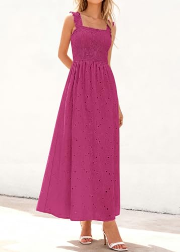 Image of KIRUNDO Summer Lace Dress for Women Eyelet Maxi Sundress