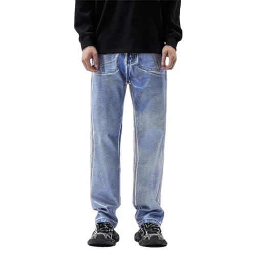 Men's High Street Printed Wide-Leg Jeans Loose Straight Draped Trousers