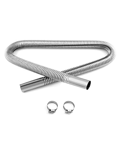Qwork Air Heater Exhaust Pipe, 2.5Cm/1 In Id X 100Cm L Stainless Steel Parking Air Heater Exhaust Pipe Air Heater Fuel Tank Diesel Gas Vent Hose #TOP5