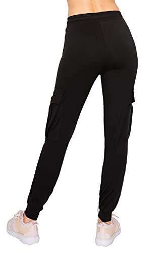 ALWAYS Cargo Jogger Pants for Women, High Waisted Sweatpants with Pockets, Super Soft Casual Lounge Pants for Athletic Yoga & Gym, Cotton Drawstring Trousers, Black S - image 3